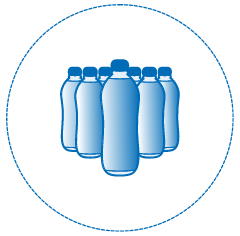 Finished bottles wearing a shrink sleeve label